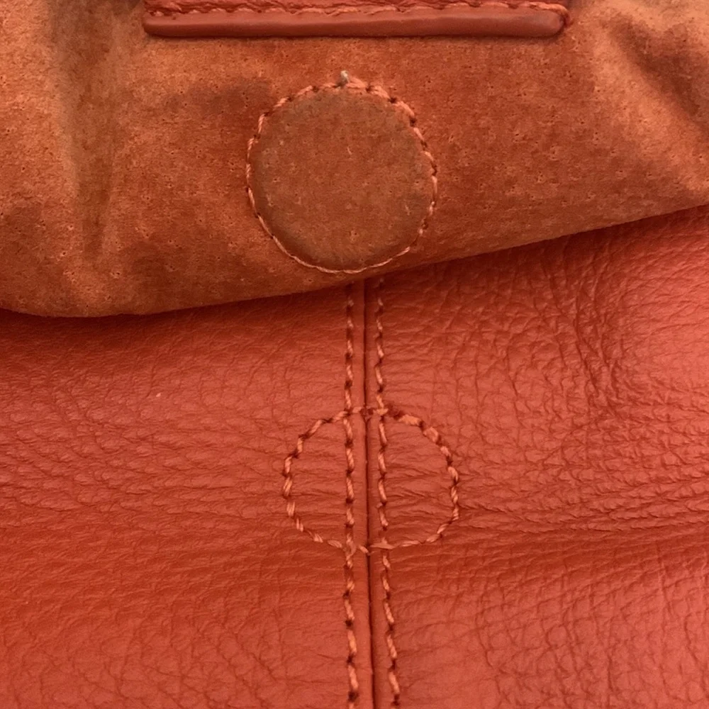 ALFANI Ovaro Orange Pebble Leather Handbag Shoulder Bag Festival Hippie 70s BOHO